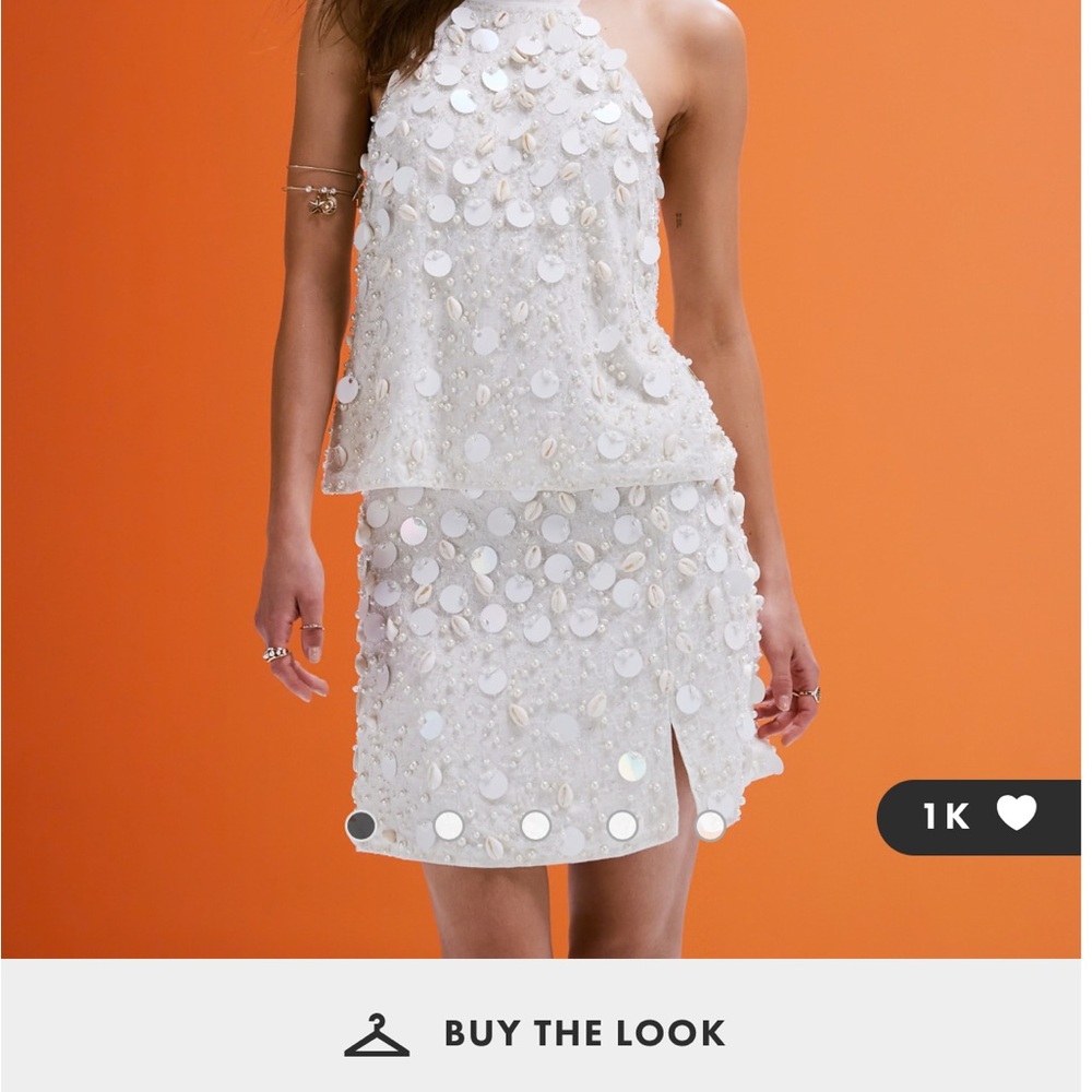 White Sequin Halter Dress